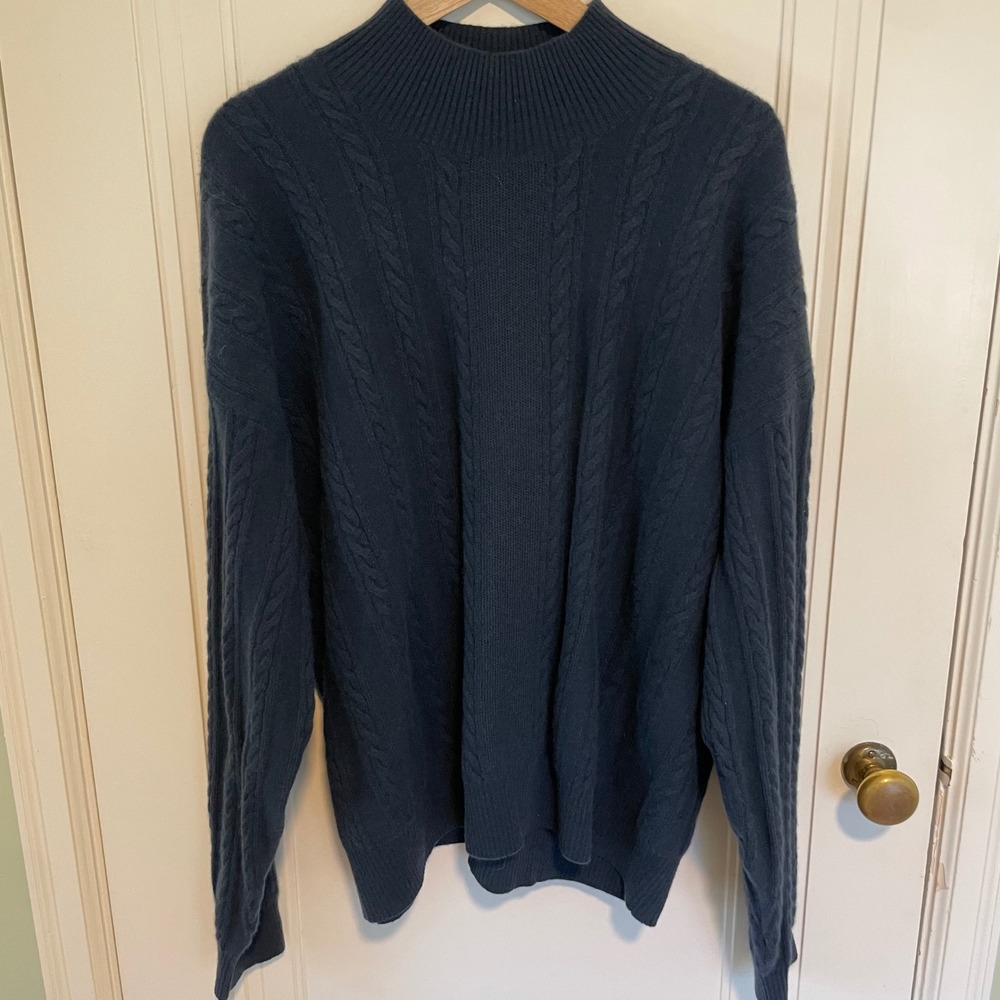 NAADAM Cashmere Lightweight Cable Knit Mock Neck Sweater Size XXL